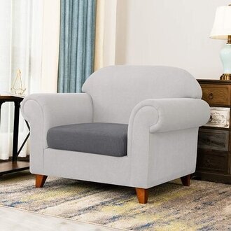 Dlerfeut Box Cushion Armchair Slipcover Fabric: Light Gray