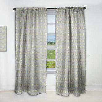 Golden Cornflower Pattern - Abstract Mid-Century Modern Blackout Curtain Single Panel Size per Panel: 52" W x 108" L