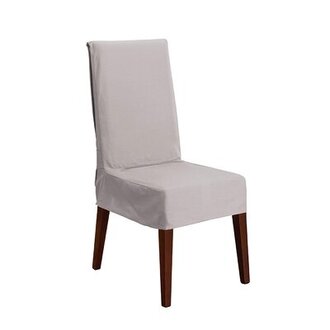 Cotton Duck Box Cushion Dining Chair Slipcover Fabric: Gray