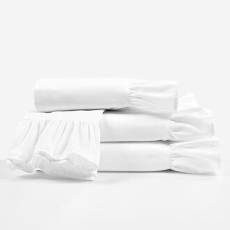 Reyna Ruffle Microfiber Sheet Set Size: Queen, Color: White