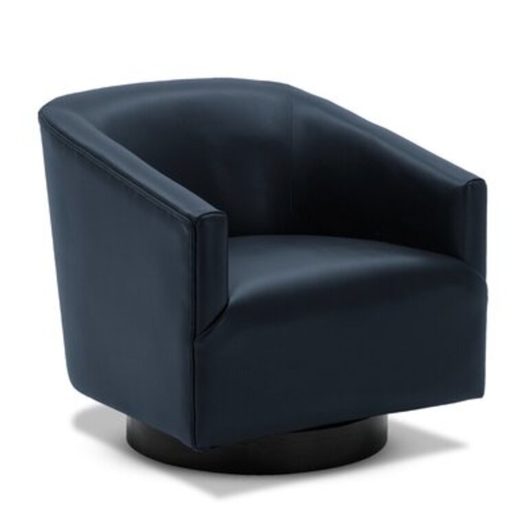 Hall 30" W Faux Leather Swivel Barrel Chair Leather Type: Midnight Blue Faux Leather