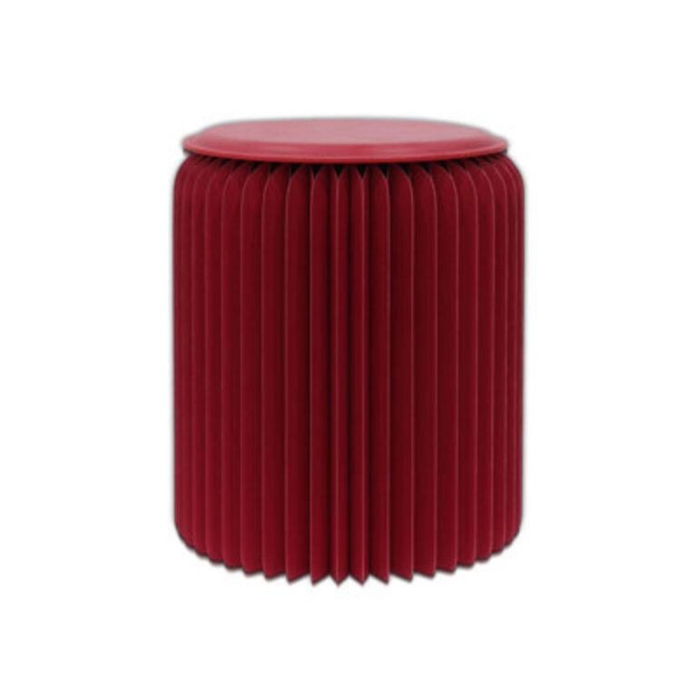 13.7" Red Paper Folding Stool with Cushion Portable Honeycomb Foot Stool for Home Decorations