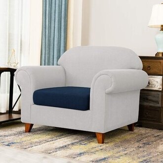 Dlerfeut Box Cushion Armchair Slipcover Fabric: Dark Blue