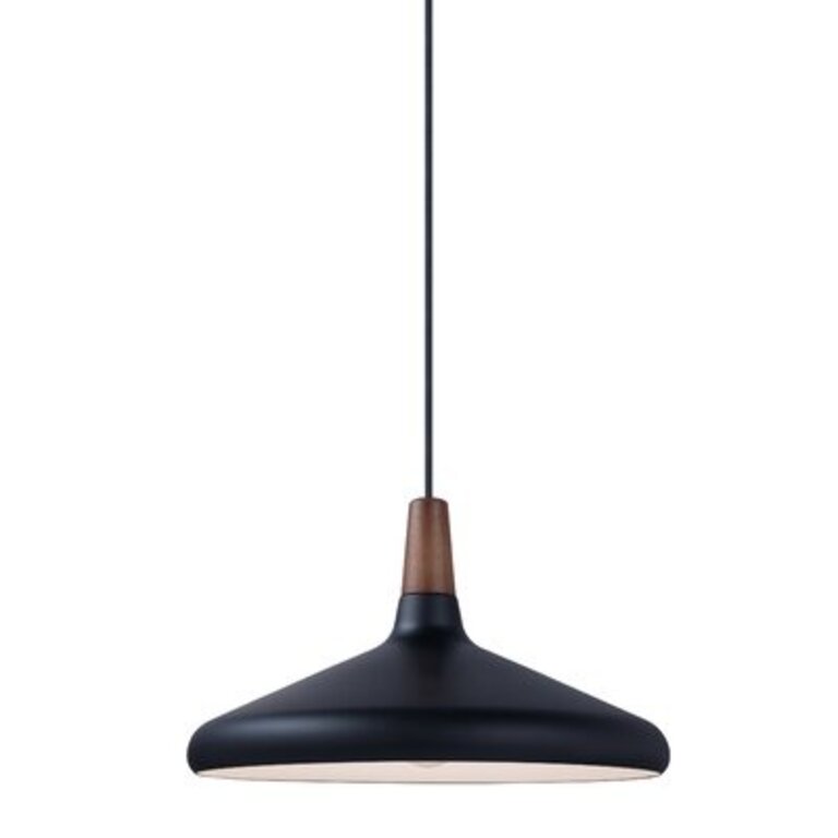 Drew 1 - Light Single Cone Pendant Shade Color: Walnut/Black, Size: 9" H x 15.25" W x 15.25" D