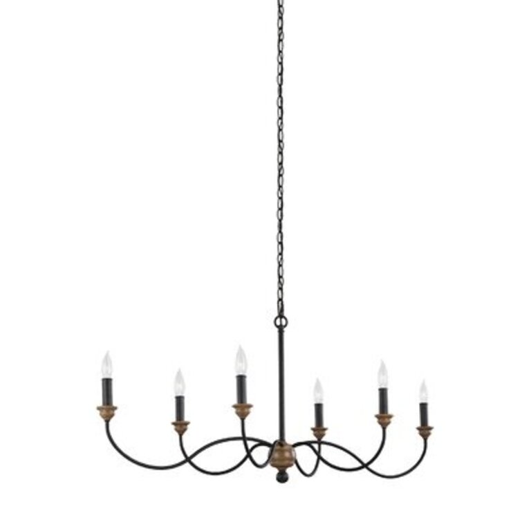 Natchez 6 - Light Candle Style Classic Chandelier with Resin Accents Finish: Dark Weathered Zinc / Weathered Oak