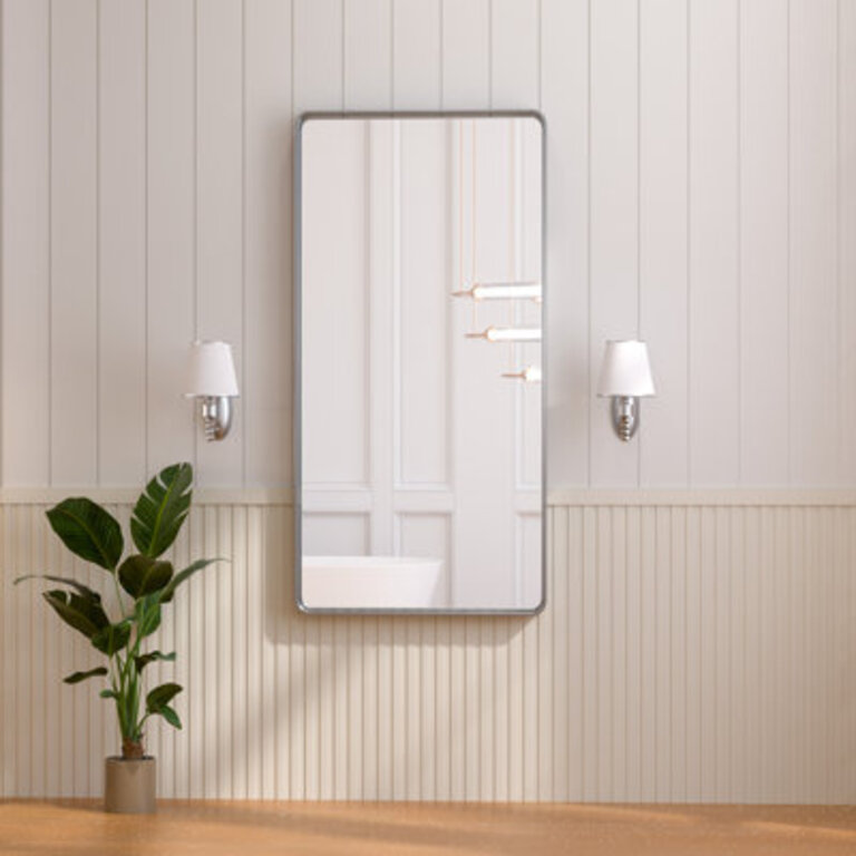Tyro Bathroom Decorative Home Décor Corner Hangs Bathroom Mirror Size: 24" x 48", Finish: Silver, Shape: Rectangle