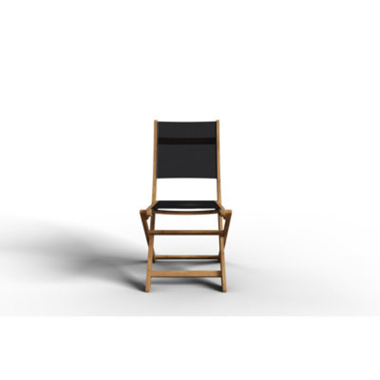 Nawa Teak Outdoor Dining Folding Chair in Taupe Color: Natural Wood/Black