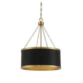 Xanthia 6 - Light Unique / Statement Drum Chandelier Finish: Brass, Shade Color: Black