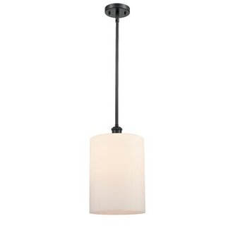 Inglestone Common 1 - Light Single Cylinder Pendant Finish: Matte Black, Shade Color: Matte White, Bulb Type: 60 Watt Vintage Incandescent Bulb