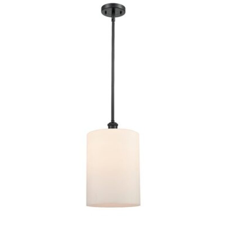 Inglestone Common 1 - Light Single Cylinder Pendant Finish: Matte Black, Shade Color: Matte White, Bulb Type: 60 Watt Vintage Incandescent Bulb