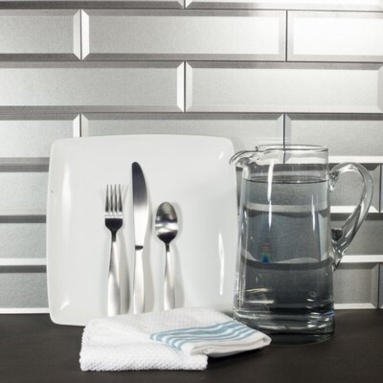 Secret Dimensions 3" x 12" Glass Subway Tile Color: Silver