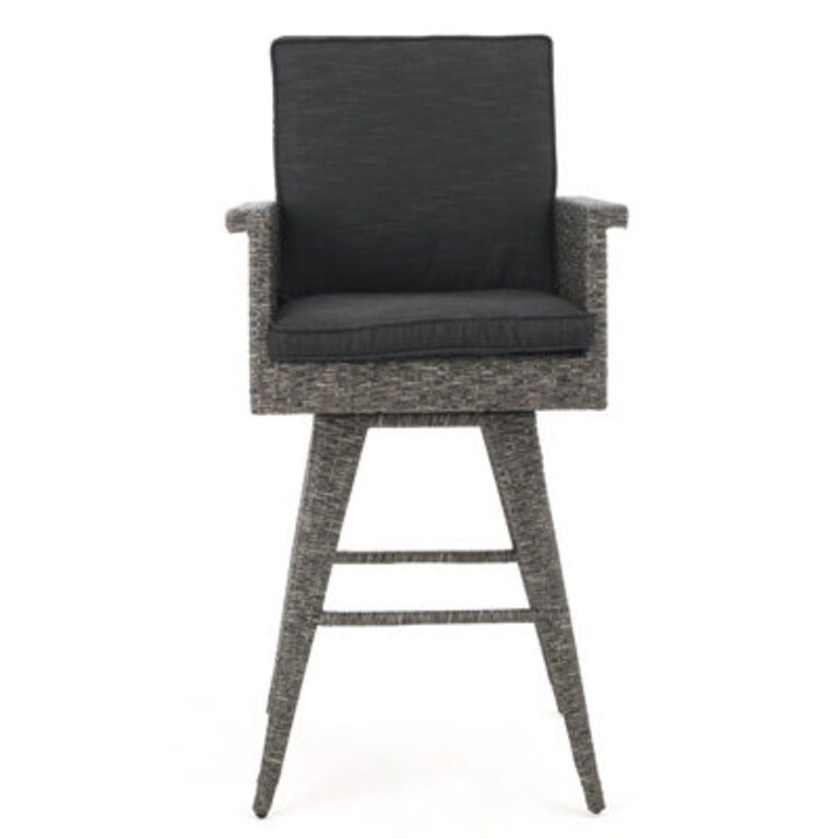 Arville Outdoor Wicker 30" Patio Bar Stool with Cushion