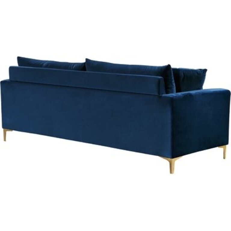 Shumpert 81.5" Velvet Square Arm Sofa Upholstery Color: Navy Velvet