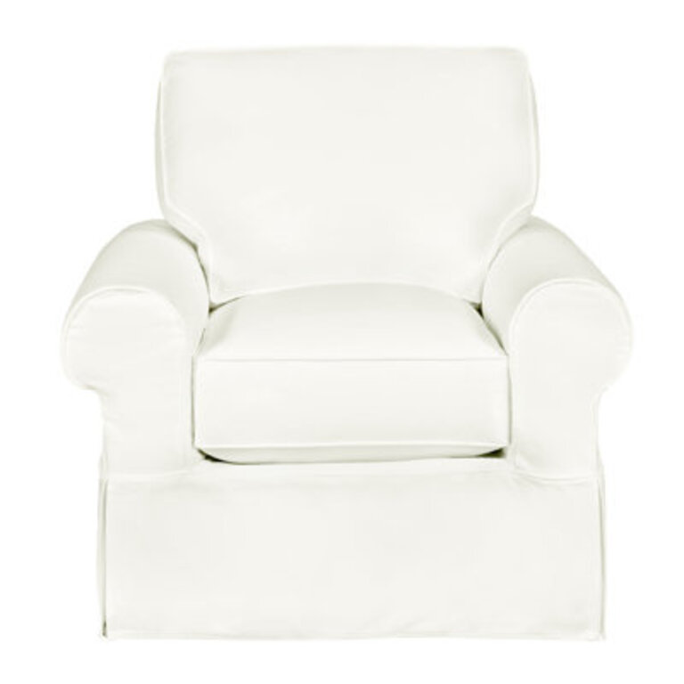 Porter Slipcovered Armchair Fabric: Lena Sand Performance Linen Blend