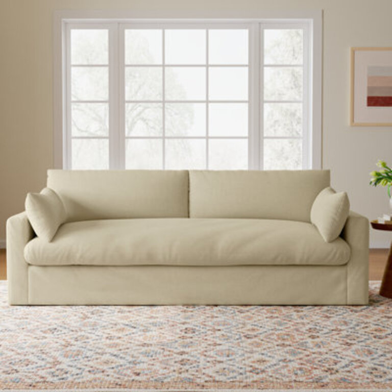 Luna 90" Square Arm Slipcovered Sofa with Reversible Cushions Body Fabric: Bayou Sand Washable Canvas