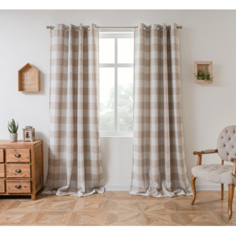 Adamantini Plaid Blackout Thermal Grommet Curtain Panels Curtain Color: Taupe, Size per Panel: 52" W x 84" L