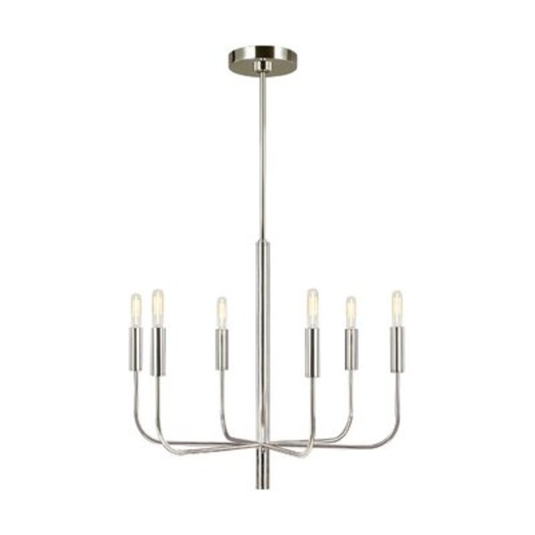 Tedder 6 - Light Candle Style Classic / Traditional Chandelier Finish: Polished Nickel