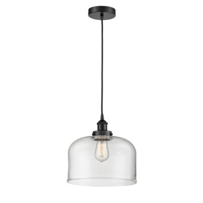 Pattie 1 - Light Single Bell Pendant Finish: Matte Black, Shade Color: Clear