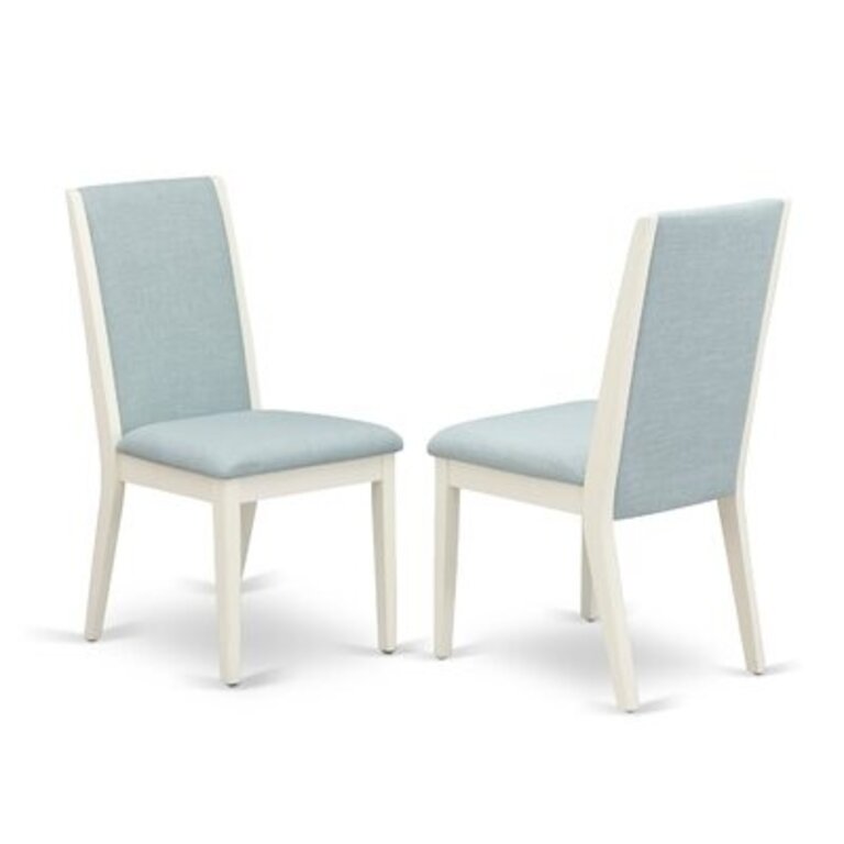 Aboubakry Linen Fabric Solid Wood High Back Parsons Chair Upholstery Color: Baby Blue, Leg Color: Wirebrushed Linen White (Set of 2)