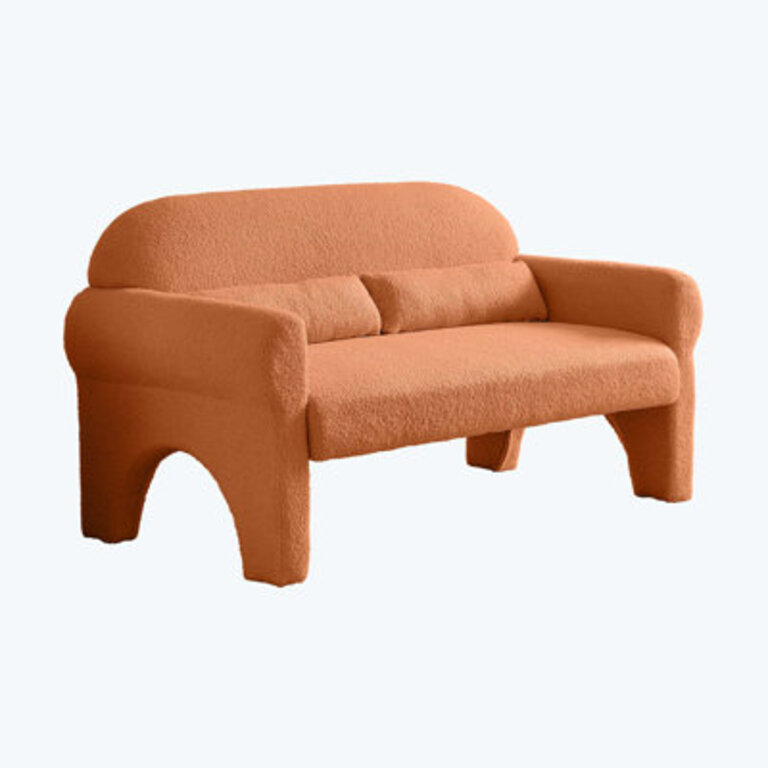 Uliano 56.3'' Wool Round Arm Loveseat Fabric: Orange Wool