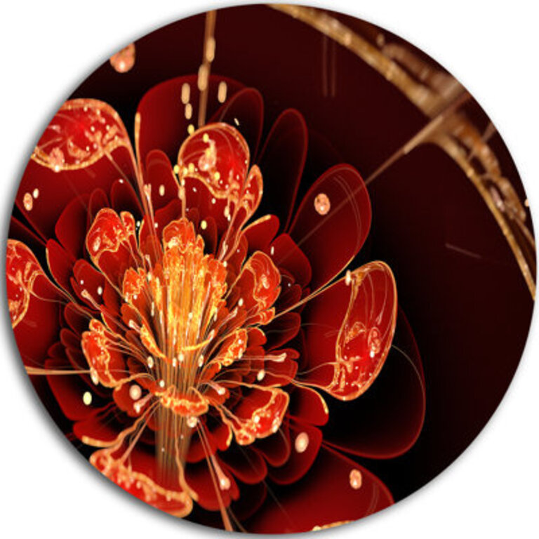 'Flower with Red, Golden Petals' Graphic Art Print on Metal Size: 38" H x 38" W x 1" D