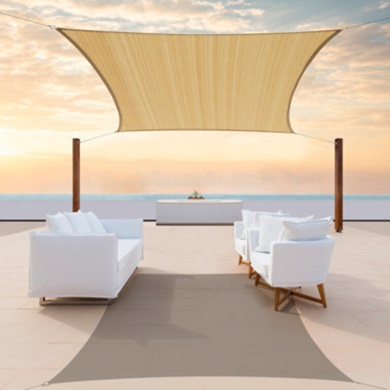 ColorTree Square Sun Shade Sail - Customizable, Durable & UV-Resistant Size: 22'x22', Color: Sand Beige