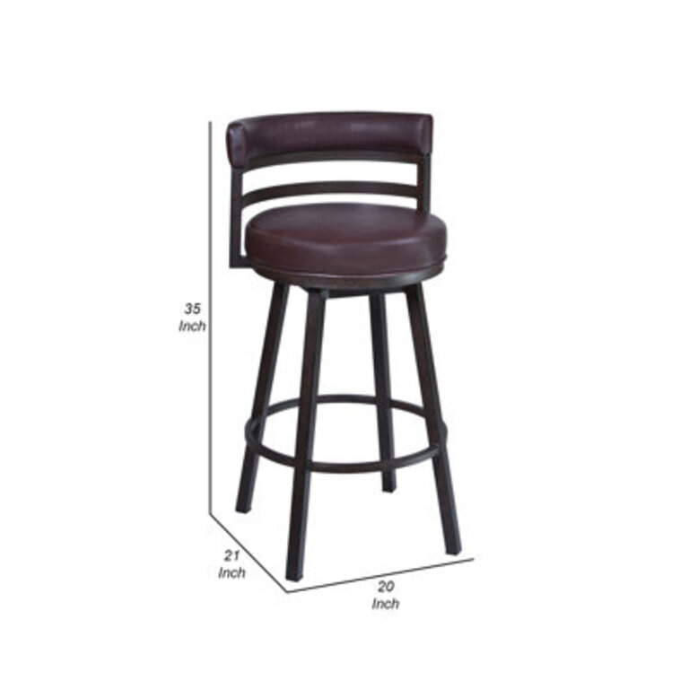 Ashlamari Swivel Counter & Bar Stool with Metal Base and Footrest Seat Height: Counter Stool (26" Seat Height), Upholstery: Auburn Brown, Color: Brown
