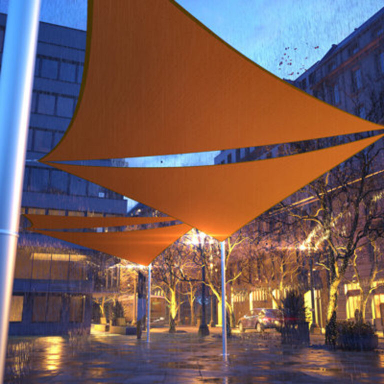 ColorTree Customizable Waterproof Triangle Sun Shade Sail – 220 GSM, Durable & UV-Resistant Color: Orange, Size: 16' x 23' x 28'