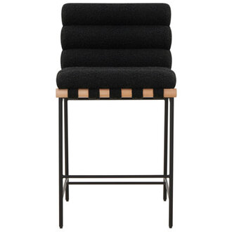 Macibella Channel Tufted Boucle Counter Stool Upholstery: Black