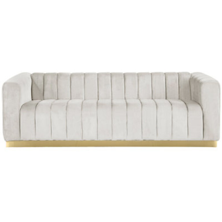 Tyneside 86.5" Tuxedo Arm Sofa Fabric: Cream Velvet
