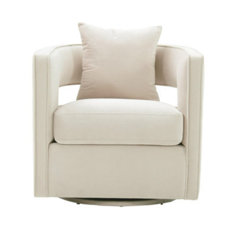 Fritz 76.96Cm Wide Velvet Swivel Barrel Chair Fabric: Cream Velvet