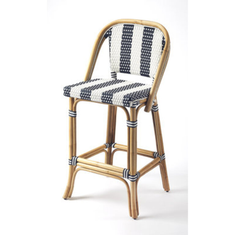 Euporie 28.25" Bar Stool Color/Pattern: Blue/White
