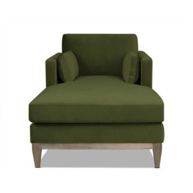 Pera Upholstered Chaise Lounge Upholstery Color: Olive Green Velvet