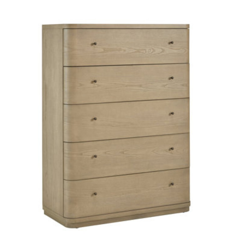 Penny Five Drawer White Oak Chest In Buff Cream