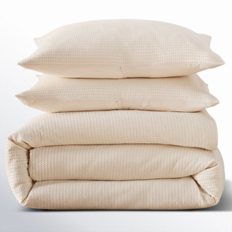 Felix Standard Cotton 3 Piece Duvet Cover Set Size: King Duvet Cover + 2 King Pillowcases, Color: Ivory