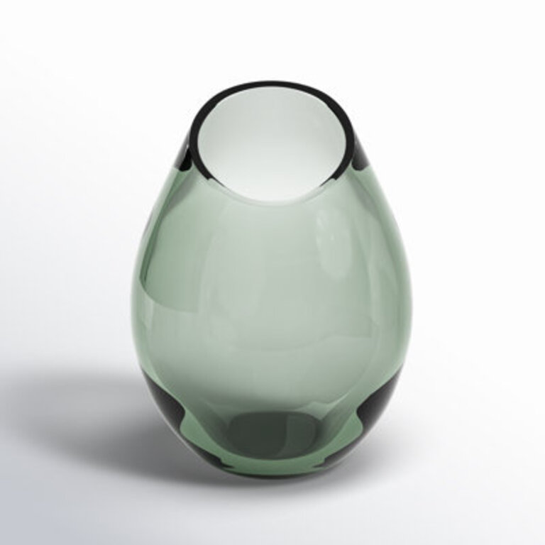 DROP Glass Table Vase Size: 6.57" H x 4.92" W x 4.92" D, Color: Smoke