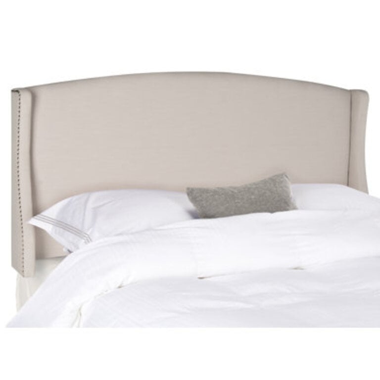 Hattiesburg Upholstered Wingback Headboard Size: Queen, Upholstery: Taupe 100% Linen