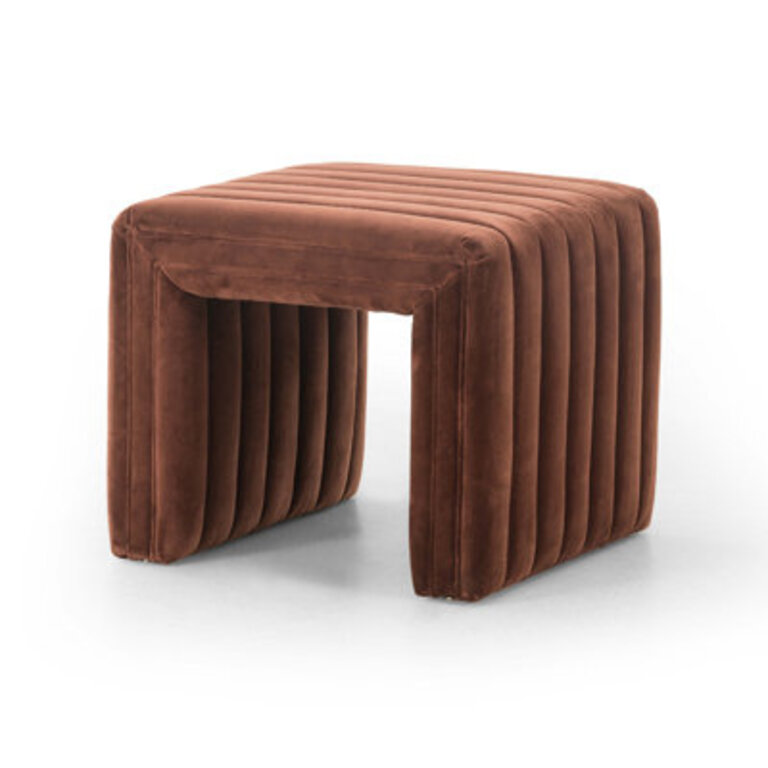 Brandt 21.5" Wide Square Standard Ottoman Fabric: Surrey Auburn Polyester Blend