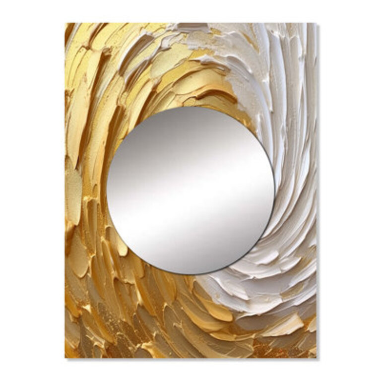 Gold And Cream Enchanted Whirls I - Abstract Spirals Mirror Wall Decor MTMIR102816 Size: 32" x 24"