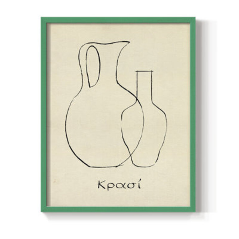 Greek Blessing II Framed Print - Solid Wood Frame Color: Green, Overall Size: 14" H x 11" W