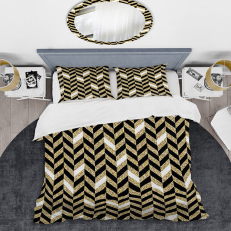 Gold/Black Microfiber 3 Piece Duvet Cover Set Size: King Duvet Cover + 2 King Shams