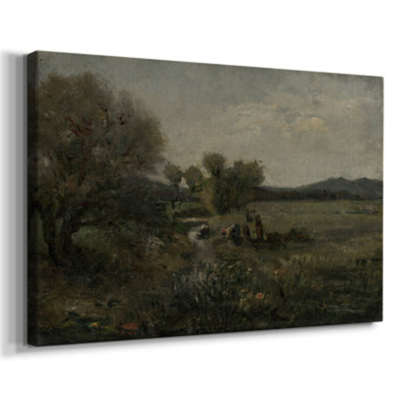 Vintage Landscape -CDXXXII Framed On Canvas Print Overall Size: 33" H x 49" W