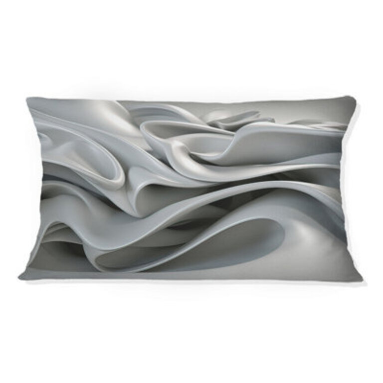 Grey Infinite Ripples - Abstract Modern Waves Printed Pillow Size: 12"H x 20"W, Shape: Rectangular