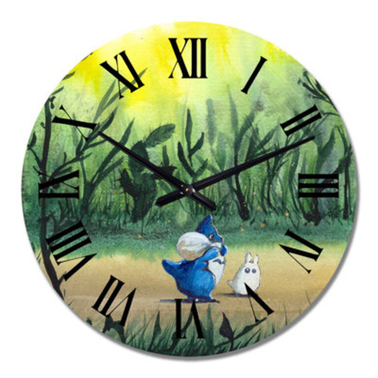 Cartoon Characters in Forest - Traditional Wall Clock Size: Medium