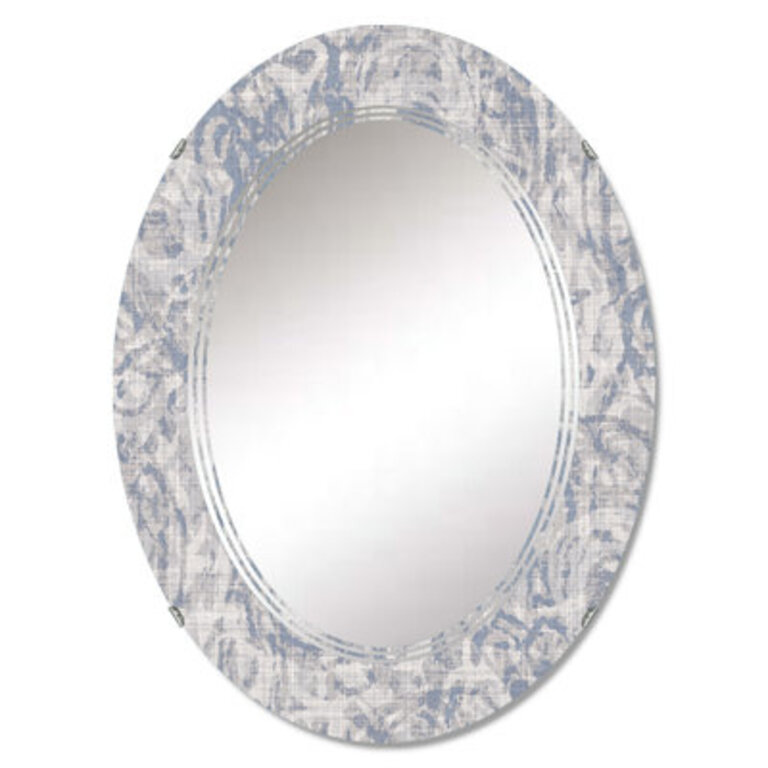 Vintage Blue Farmhouse Flower IV - Modern Wall Mirror Size: 30" x 20"