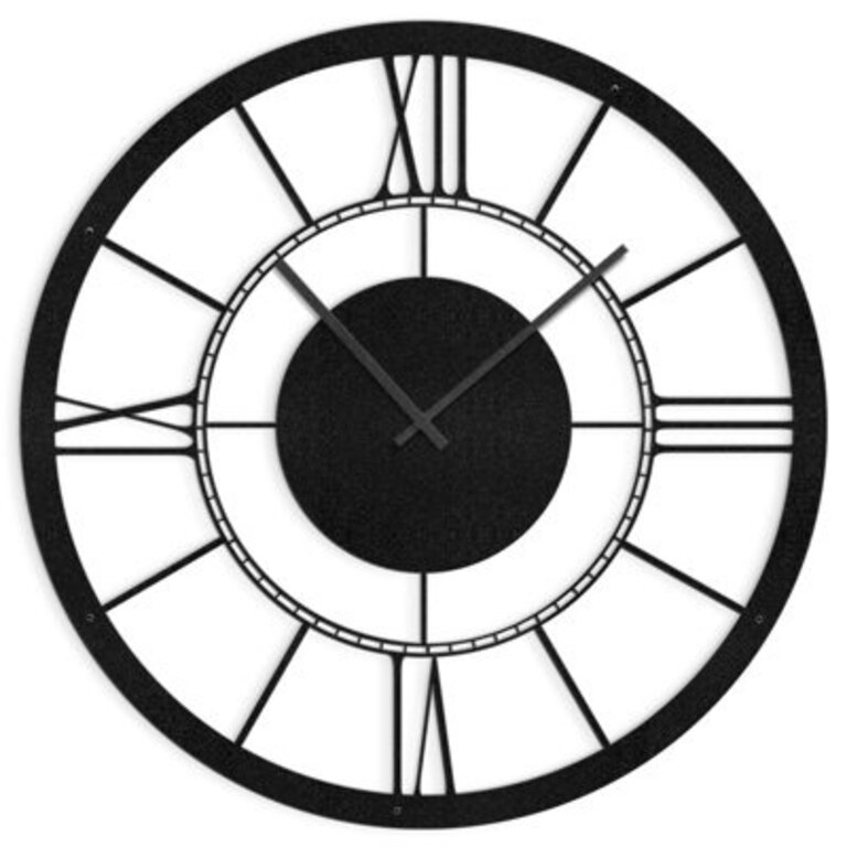 Metal Large Wall Clock Silent Open Face Roman Numerals Big Wall Accent Hangings Living Room Decor Size: Medium