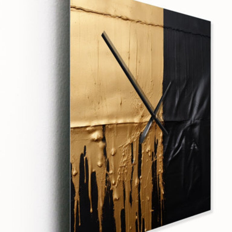 Essential Nature Abstract Gold And Black - Abstract Painting Wall Clock Size: Small
