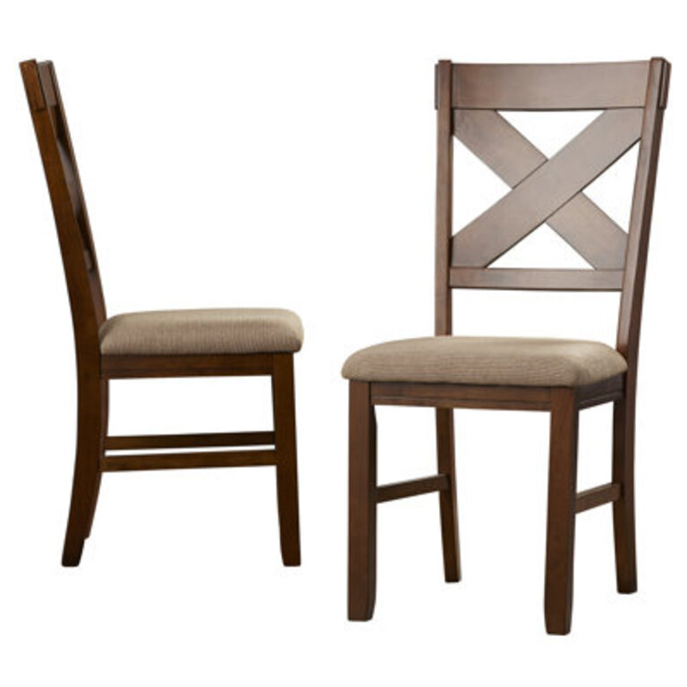 Warsaw Wood Cross Back Upholstered Side Chair (Single Chair)