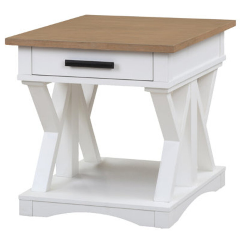 Bankston End Table with Storage Table Base Color: White, Table Top Color: Dark Gray