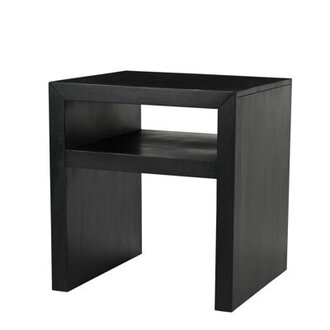 Tivadar Modern Mitered Angle Solid Wood End Table with Storage Shelf - Black Color: Black